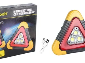 2-IN-1 solar emergency triangle warning light at the roadside