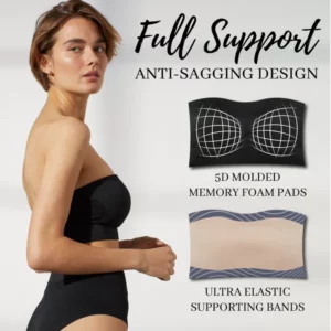 iRosesilk Seamfree Full Supportive Rib Bandeau Strapless Bra