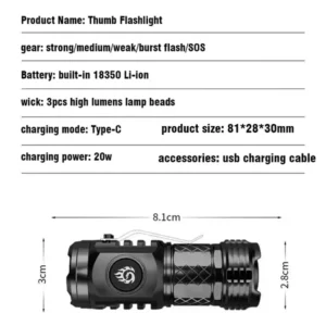 German Three-eyed Monster Mini Flash Super Power Flashlight