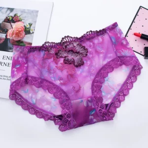 Antibacterial cotton panties with lace embroidery