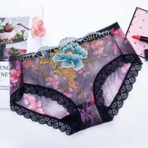 Antibacterial cotton panties with lace embroidery