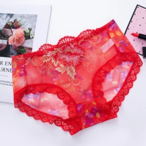 Antibacterial cotton panties with lace embroidery