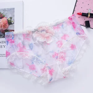 Antibacterial cotton panties with lace embroidery