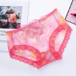 Antibacterial cotton panties with lace embroidery