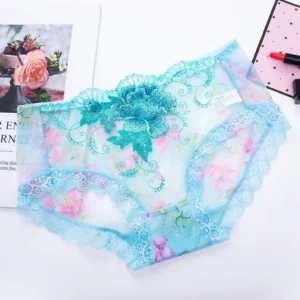 Antibacterial cotton panties with lace embroidery