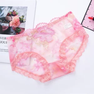 Antibacterial cotton panties with lace embroidery