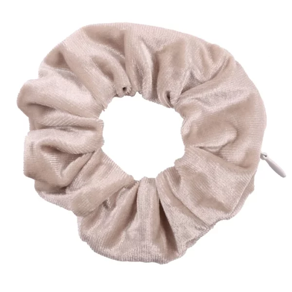 Velvet hidden secret pocket scrunchie with zipper