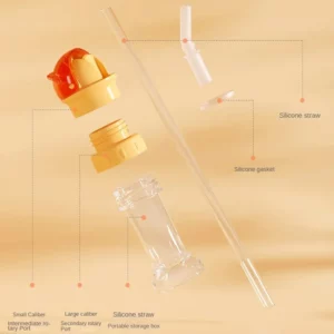 Reusable children beverage water bottle straw lid