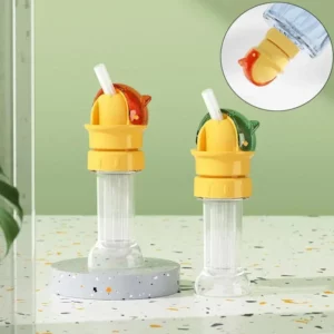 Reusable children beverage water bottle straw lid