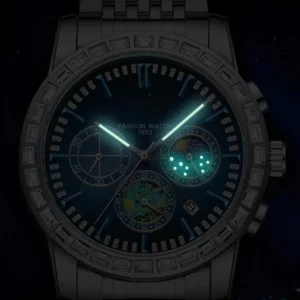 Luxury men's steel quartz watch