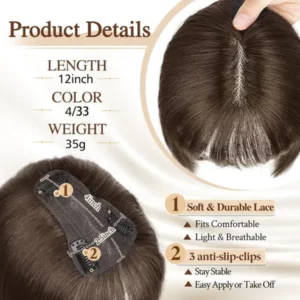 Superior quality-Natural Hair Toppers with Bangs for Women