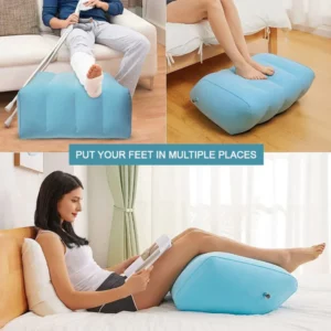 Inflatable leg pillows on the bed to prevent varicose veins