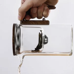 Water Separation Glass Teapot with Wooden Handle