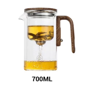 Water Separation Glass Teapot with Wooden Handle