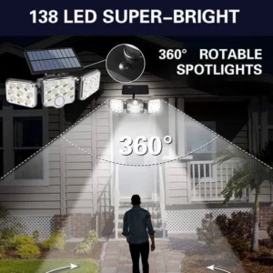 Aplique solar triple LED