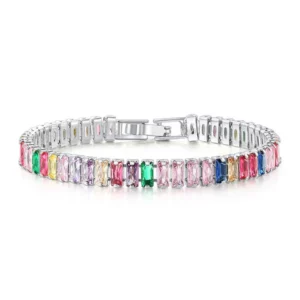 Never-Fading Single Row Rectangular Rhinestone Bracelet