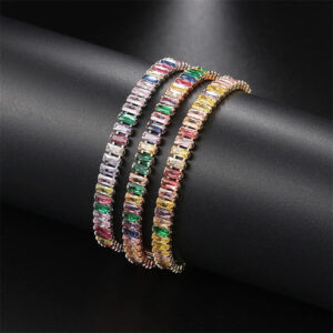 Never-Fading Single Row Rectangular Rhinestone Bracelet