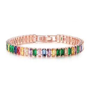 Never-Fading Single Row Rectangular Rhinestone Bracelet