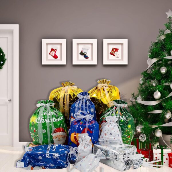 Christmas Gift Bags with Drawstring Design