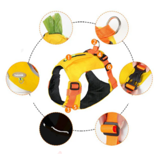 Waterproof Reflective Vest Harness with Zipper Pocket and D-ring for Dogs