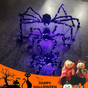 Halloween Black Spider Decoration with Light