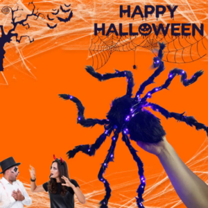 Halloween Black Spider Decoration with Light