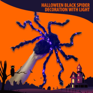 Halloween Black Spider Decoration with Light