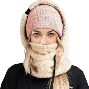 Unisex warm scarf with ski hat