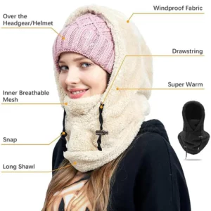 Unisex warm scarf with ski hat