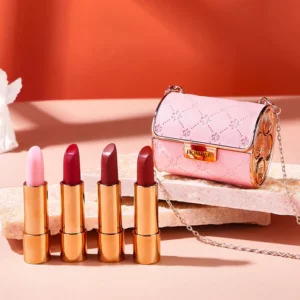 Velvet Matte Lipstick Set with Glamour Chain Pouch