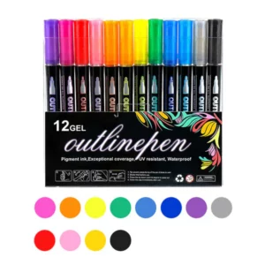 Double Outline Glitter Coloring Pen Set