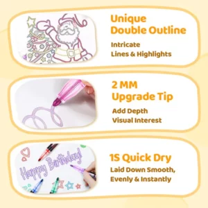 Double Outline Glitter Coloring Pen Set