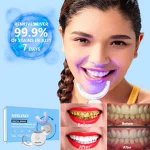 NESLEMY Original Teeth Whitening Kit with 5x LED Light, 18% Carbamide Peroxide Oral Care