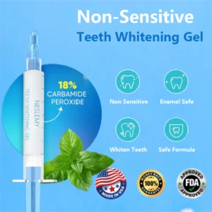 NESLEMY Original Teeth Whitening Kit with 5x LED Light, 18% Carbamide Peroxide Oral Care