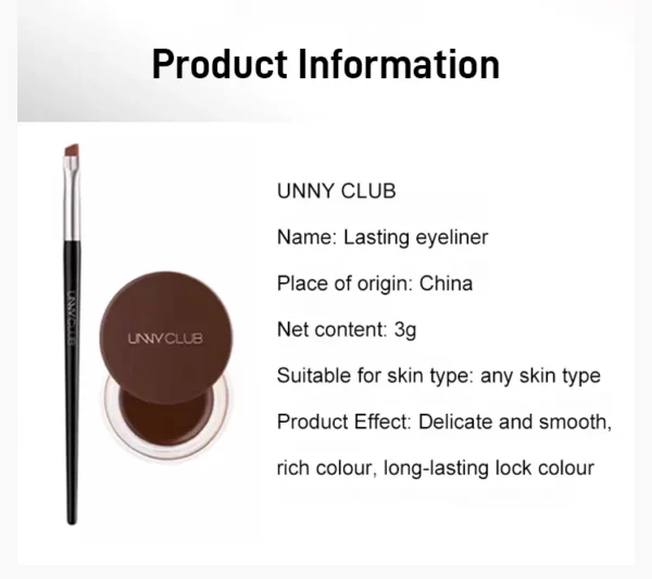 LONG LASTING WATERPROOF QUICK DRYING EYELINER GEL